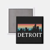 Detroit Michigan Retro Vintag Sunset Skyline Magnet (Vorderseite/Rückseite)