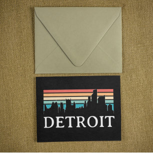 Detroit Michigan Retro Vintage Sonnenuntergang Sky Postkarte