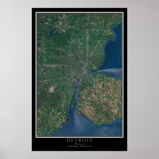 Detroit Michigan Satellite Poster Karte (Vorne)