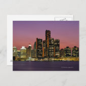 Detroit, Michigan Skyline bei Nacht Postkarte (Vorne/Hinten)