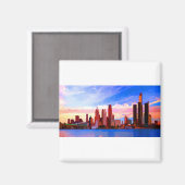 Detroit Michigan Skyline bei Sunset Magnet (Vorderseite/Rückseite)