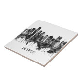 Detroit Michigan Skyline BW Fliese (Seite)
