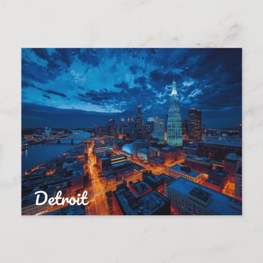 Detroit Michigan Skyline City Art Postkarte (Vorderseite)