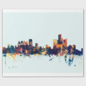 Detroit Michigan Skyline Geschenkpapier (Flach)