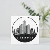 Detroit Michigan Skyline Karte (Stehend Vorderseite)