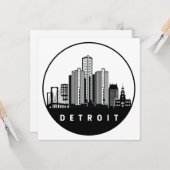 Detroit Michigan Skyline Karte (Vorderseite/Rückseite Beispiel)