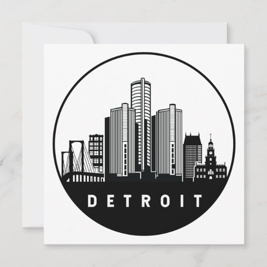 Detroit Michigan Skyline Karte (Vorderseite)