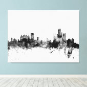 Detroit Michigan Skyline Leinwanddruck (Insitu (Holzboden))