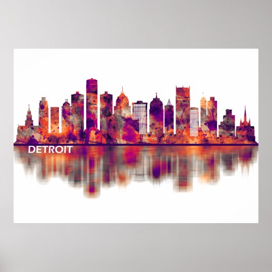 Detroit Michigan Skyline Poster (Vorne)
