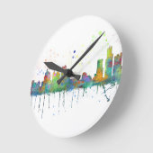 DETROIT, MICHIGAN SKYLINE RUNDE WANDUHR (Winkel)