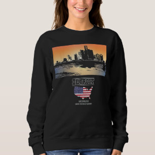 Detroit michigan Skyline Vacation Souvenir Stadt Sweatshirt