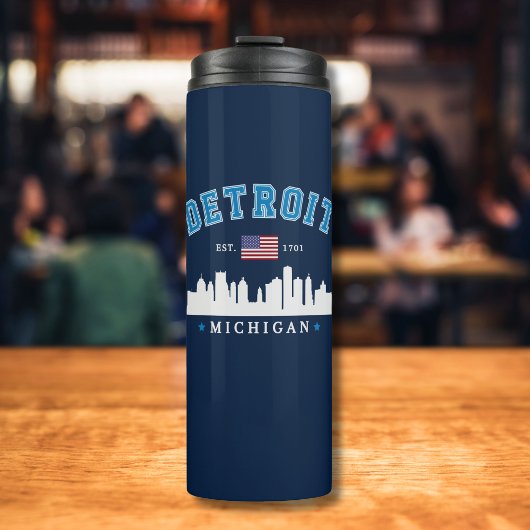 Detroit Michigan Skyline Vintage Cityscape  Thermosbecher