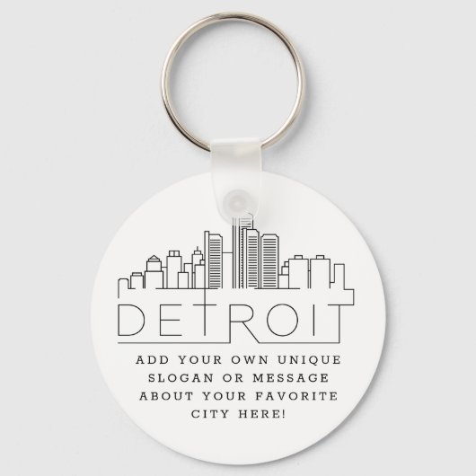 Detroit, Michigan Stylized Skyline | Benutzerdefin Schlüsselanhänger (Vorderseite)