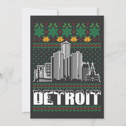 Detroit Michigan Ugly Christmas Einladung (Vorderseite)