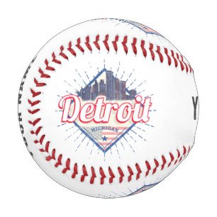 Detroit Michigan United Staaten Skyline Vintag USA Baseball