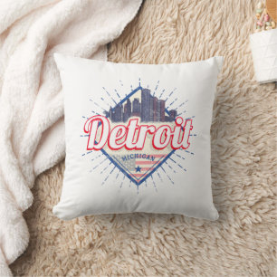 Detroit Michigan United Staaten Skyline Vintag USA Kissen