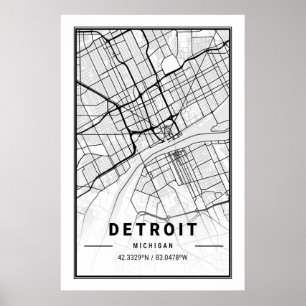 Detroit Michigan USA City Travel City Map Poster