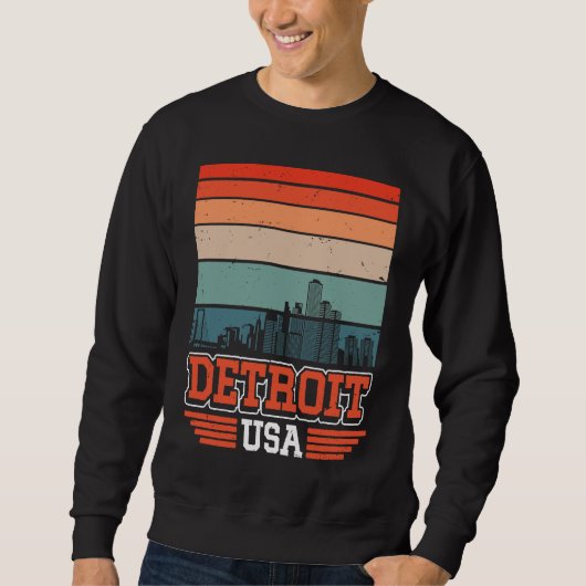 Detroit Michigan USA Retro Vintage Sunset Skyline  Sweatshirt (Vorderseite)