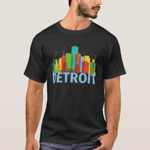 Detroit Michigan USA Skyline Silhouette Umriss Sk T-Shirt
