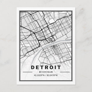 Detroit Michigan USA Travel City Map Postkarte