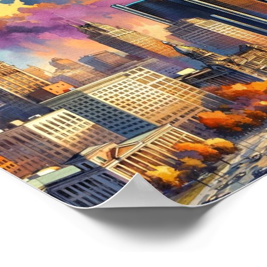 Detroit Michigan USA Travel Places watercolor Poster (Ecke)