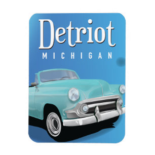 Detroit Michigan USA Vintage Travel Poster Magnet