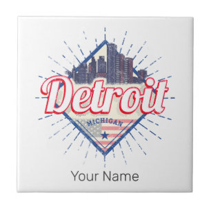 Detroit Michigan Vereinigte Staaten Skyline Vintag Fliese