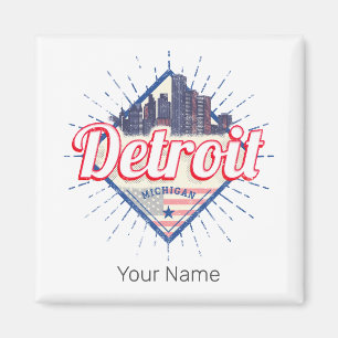 Detroit Michigan Vereinigte Staaten Skyline Vintag Magnet