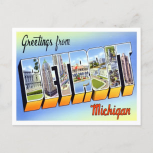 Detroit, Michigan Vintag Big Letters Postcard Postkarte