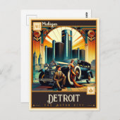 Detroit, Michigan | VINTAG Postkarte (Vorne/Hinten)
