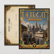 Detroit Michigan Vintage Art Deco Goldenes Zeitalt
