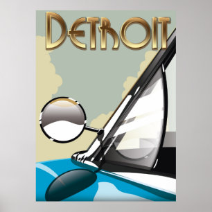 Detroit Michigan Vintage-Automobil-Reiseplakat Poster