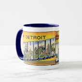 Detroit, MIchigan Vintage Postkarten-Tasse Tasse (Vorderseite Links)