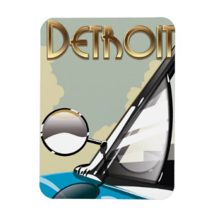 Detroit Michigan Vintages Fahrplakat Magnet