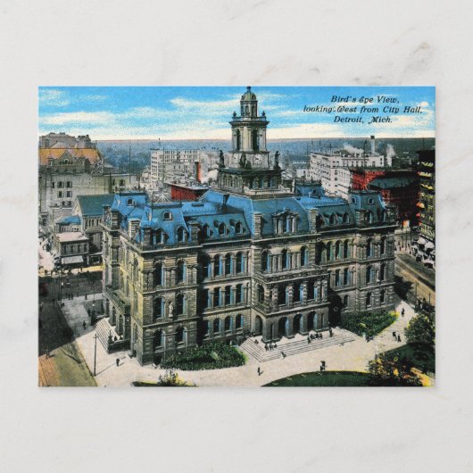 Detroit, Michigan, Vogelaugenblick, Vintag Postkarte (Vorderseite)
