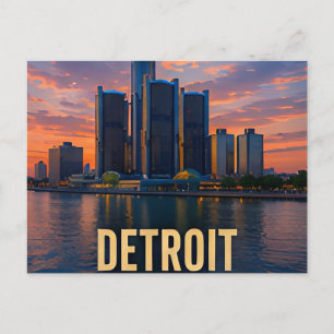Detroit Michigan Wasserfront Reise-Geschenk Postkarte