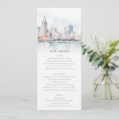 Detroit Michigan Watercolor Scape Wedding Menu Einladung (Stehend Vorderseite)