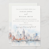 Detroit Michigan Watercolor Scape Wedding Shower Einladung (Vorne/Hinten)