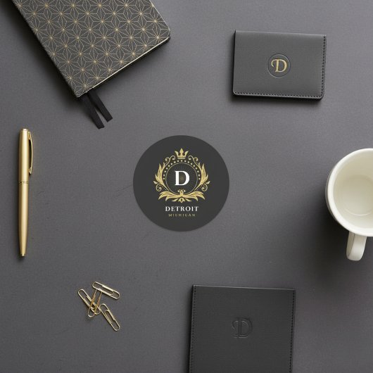 Detroit Monogram Runder Aufkleber