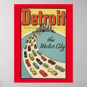 Detroit Motor City Poster Vintage Kunstposter