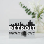 Detroit Motor City Skyline Postkarte (Stehend Vorderseite)