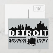 Detroit Motor City Skyline Postkarte (Vorne/Hinten)