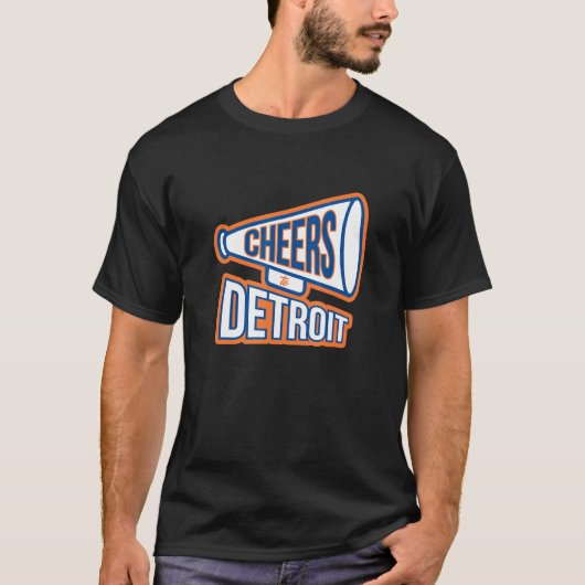 Detroit Navy Blue And Orange Megaphone T-Shirt (Vorderseite)