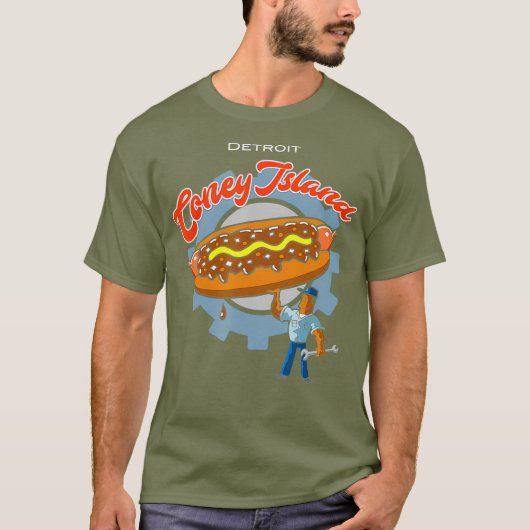 Detroit Pride Coney Island Hot Dog T-Shirt (Vorderseite)