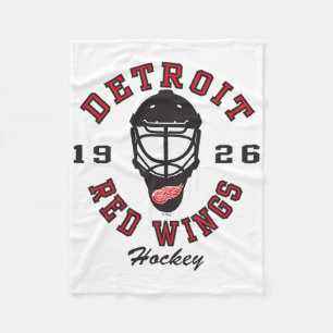 Detroit Red Wings Hockeymaske Grau Offiziell Lizen Fleecedecke