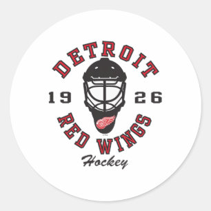Detroit Red Wings Hockeymaske Grau Offiziell Lizen Runder Aufkleber