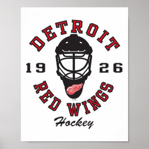 Detroit Red Wings Hockeymaske Weiß Offiziell lizen Poster