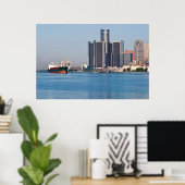 Detroit River Skyline Poster (Heimbüro)