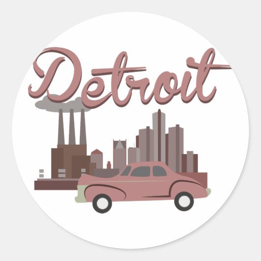 Detroit Runder Aufkleber (Vorderseite)