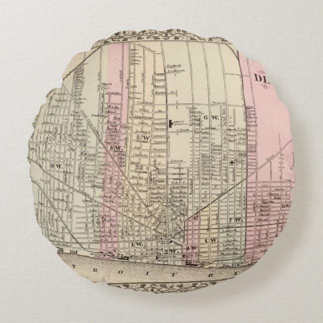 Detroit Rundes Kissen (Vorderseite)